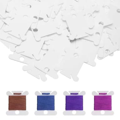 200 Pcs Embroidery Floss Bobbins,Embroidery Thread Organizer Cross Stitch Supplies Embroidery Bobbins,Plastic Embroidery Thread Cards for Sewing Thread Needlework Supplies((White)