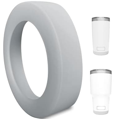 Silicone Boot Sleeve for YETI Tumblaer 20oz 30 oz - Safer Bottom Protection and Less Noise for Tervis Tumbler 30 oz 20 oz Coffee Mug Cup Accessories - Stone Gray, Dishwasher Safe