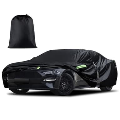 Car Cover Custom Fit for Ford Mustang 1994-2026, for Chevy Camaro 2010-2026, Waterproof All Weather Full Exterior Cover Rain Hail Sun Protector Car Cover with Door Zipper