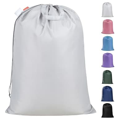 Polecasa Extra Heavy Duty Large Laundry Bag with Sturdy Handles and Drawstring Closure, 28 x 36 inches Storage Bag for Basket, College, Dorm, Travel, Silver