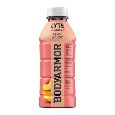 BODYARMOR LYTE Sports Drink Low-Calorie Sports Beverage, Peach Mango, Natural Flavors With Vitamins, Potassium-Packed Electrolytes, No Preservatives, Perfect For Athletes, 16 Fl Oz