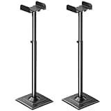 MOUNTUP Universal Speakers Stands Pair 34" to 43.3" Height Adjustable Holds Bookshelf Speakers Satellite Speakers Up to 11LBS Cable Concealing 1 Pair Spring-Loaded Plate Extends to 10" MU9138 Black