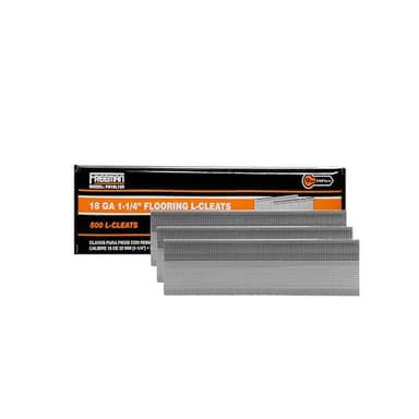 Freeman Flooring L-Cleats | 18 Gauge | 1-1/4" | Glue Collated | Serrated Steel | 500 Count | Hardwood Floor Installation, Tongue & Groove, Oak, Maple, Hickory | FN18L125