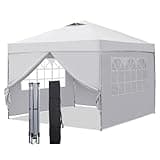 GDY 10x10ft Pop Up Canopy Tent with Sidewalls, Outdoor Canopy, Beach Tent, Easy Set up Gazebo for Events, Parties, Camping,White.