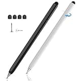 Stylus Pen for Touchscreen, Accokids 2 in 1 High Sensitivity Rotatable Stylus for Apple iPhone iPad Pro Android Tablets Chromebook All Universal Touch Screens with Extra 6 Tips (2Pack-Black/White)