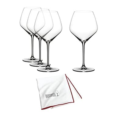 Riedel Extreme Pinot Noir Glasses Value Gift Pack (Buy 3 Get 4) with Large Microfiber Polishing Cloth Bundle (2 Items)