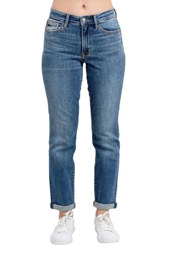 Judy Blue Women's Mid Rise Stretchy Boyfriend Jeans (US, Numeric, 20, Plus, Regular, Med)
