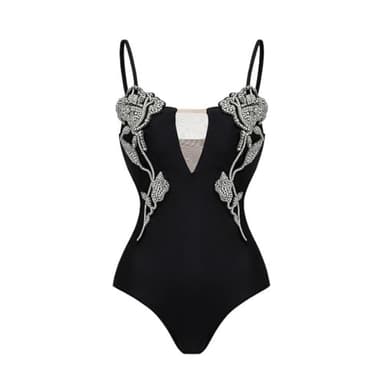 MTOYUXIGD One-Piece Swimsuit Rhinestone Rose hot Spring Resort Royal Sister Style Swimsuit Woman