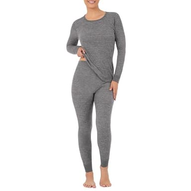 Fruit of The Loom Women's Micro Waffle Thermal Set, Smoke Heather, Medium