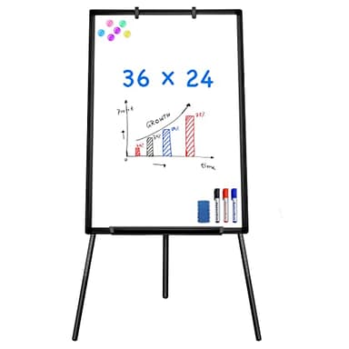 Easel Whiteboard - Magnetic Portable Dry Erase Easel Board 36 x 24 Tripod Whiteboard Height Adjustable Flipchart Easel Stand White Board for Office or Teaching at Home & Classroom (Black)