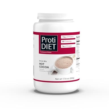 ProtiDIET High Protein Hot Cocoa Mix - Low Fat Hot Chocolate Drink with Collagen - 21 Servings of Smooth and Rich Chocolaty Protein Drink Mix Flavor - 17.6 oz Canister