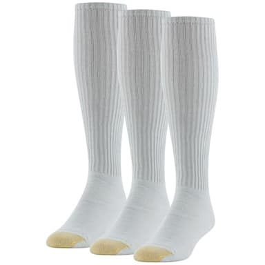 GOLDTOE Men's Ultra Tec Performance Over-The-Calf Athletic Socks, Multipairs, White (3-Pairs), Large
