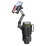 Upgraded Cup Phone Mount for Car, [Super Stable] 2 in 1 Car Cup Holder Expander with Offset Adjustable Base, Cell Phone Cup Holder Mount for Car Compatible with All Smartphones