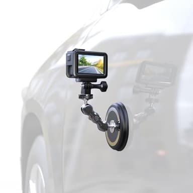 Strong Magnetic Camera Mount, Car Outside 1/4" Magnetic Camera Mount with 2 Ball Head, Attaches to All Metal Surfaces for GoPro 13/12/11/10, DJI Action 6/5 Pro/4, Nano, Insta 360 X5/X4 and More