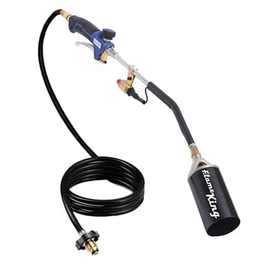 Flame King Propane Torch Kit Heavy Duty Weed Burner, 340,000 BTU with Piezo Igniter (Self Igniting), with 10-ft Hose for Weed Burning, Melting Ice and Snow, and Roofing