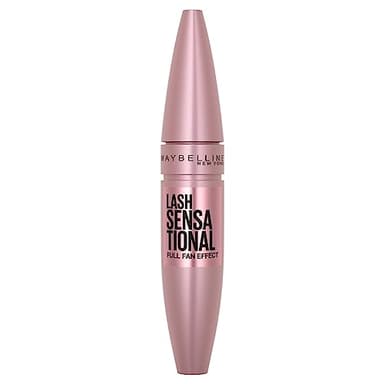 Maybelline Lash Sensational Washable Mascara, Lengthening and Volumizing for a Full Fan Effect, Blackest Black, 1 Count