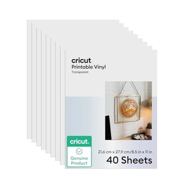 Cricut Printable Vinyl, 40 Transparent Sheets (8.5" x 11") - Compatible with Inkjet Printers - For Joy Xtra, Explore, & Maker Machines