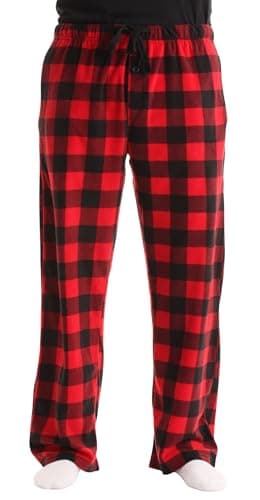 #FollowMe 45902-1A-M Polar Fleece Pajama Pants for Men/Sleepwear/PJs, Red Buffalo Plaid, Medium