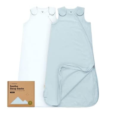 2-Pack Organic Baby Sleep Sacks, 100% Cotton - Soft & Breathable 0.5TOG Baby Wearable Blanket, Toddler Sleeping Sack 6-18 Months, Easy to Wear Transitional Swaddles for Newborns, Infants (Glacier, M)