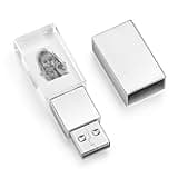 Personalized Crystal USB Flash Drive: 32GB Blue LED Light Custom Photo Pen Drive - Gift for Wedding Graduation - for Teacher Students Office Workers