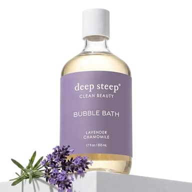 Deep Steep Lavender Chamomile Bubble Bath for Women, Soothing Aromatic Bubbles, Clean Formula for Sensitive Skin, Sulfate-Free, 17 fl oz Bottle, Essential Bath Accessories
