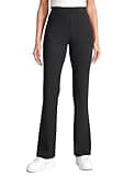 CRZ YOGA 4-Way Stretch Flare Womens Pants Tall 31" Dress Work Casual High Waisted Lounge Sweatpants with Zip Pockets Black Large