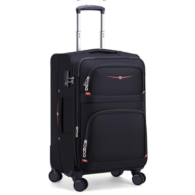 ROPLUS Softside Expandable Luggage with 4 Spinner Wheels, Durable Carry-On Luggage Suitcase (Black, 21-Inch)