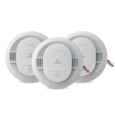 Kidde Smoke Detector, Hardwired with AA BatteryBackup, Interconnectable, LED Warning Lights, 85 dB Alarm, 5-inches, 3-Pack