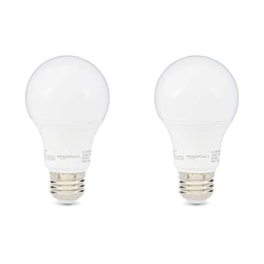 Amazon Basics A19 LED Light Bulbs, 60W Equivalent, 9W Energy Efficient, E26 Standard Base, Soft White 2700K, Non-Dimmable, 10,000 Hour Lifetime, Easy to Install, 2-Pack