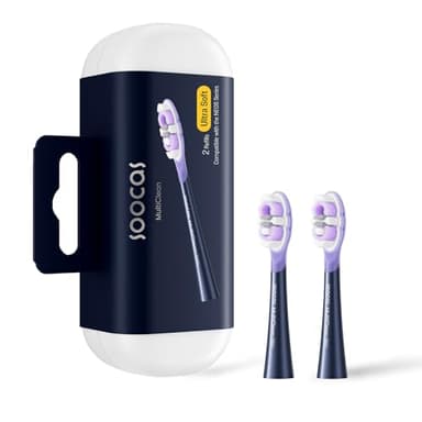Soocas Multiclean Ultra Soft Electric Toothbrush Replacement Heads, Compatible with Both NEOS II and NEOS II Ultra, 2 Brush Heads, Midnight Blue