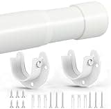 SUTINE Closet Rod, 17 to 53 Inch Closet Rods for Hanging Clothes, Heavy Duty Adjustable Closet Hanging Rod Bar White Closet Poles for Wardrobes, Closet, Bathroom, Windows,1.3 Inch Diameter