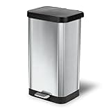 Glad Stainless Steel Step Trash Can with Clorox Odor Protection | Large Metal Kitchen Garbage Bin with Soft Close Lid, Foot Pedal and Waste Bag Roll Holder, 20 Gallon, Stainless