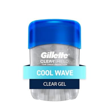 Gillette Antiperspirant and Deodorant for Men, 72hr Sweat & Odor Protection, Long Lasting Freshness, Anti-White Mark Technology, Clear Gel, Cool Wave Scent, 0.5 oz