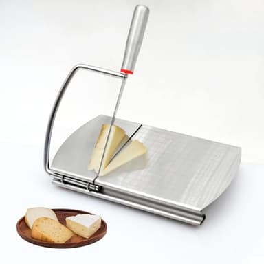 Multipurpose Cheese Slicer Stainless Steel Cheese Cutter Board with Blade Multipurpose Food Butter Slicer with Accurate Size Scale for Cutting Vegetables Butter Sausages Bread Suitable for kitchen