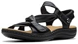 Clarks Women's Laurieann Bell Sandal, Black Leather, 8 M US