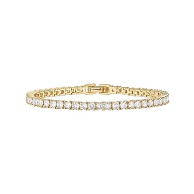 PAVOI 18K Yellow Gold Vermeil Tennis Bracelets for Women - 3mm Cubic Zirconia Classic 925 Sterling Silver Gold Tennis Bracelets for Women and Men - Trendy CZ Jewelry Gifts - Size 6.5 Inches