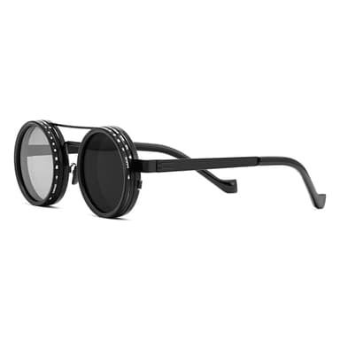 FEISEDY Adjustable Tint Aviator Polarized Sunglasses, 1-9 Gear Manual Dimming, Steampunk Round ND Filter Lenses UV400 B0319