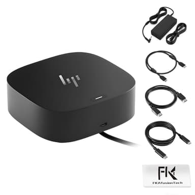 HP Docking Station for Dual Monitor Bundle - HP USB-C G5 Dock for USB-C & Thunderbolt Laptop with 120W AC Adapter + HDMI & DisplayPort Cables + USB Cable