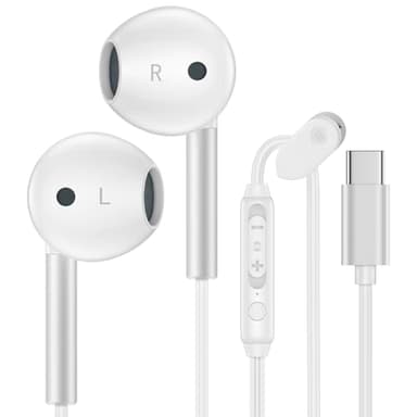 Samsung USB C Headphones for Galaxy S26 S25 Ultra Edge S25+ S24 FE S23 S22 S21 A17 A16 A54 A15, USB Type C Earphones with Microphone USB C Wired Earbuds for iPhone 17 16e 16 15 Pro Max iPad Pixel 9pro