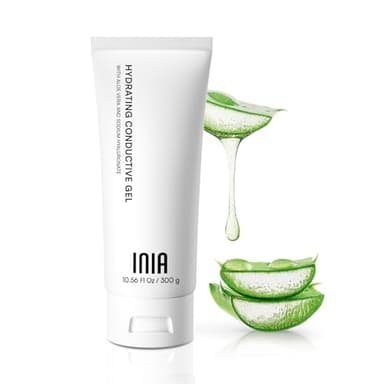 INIA Micro-current Conductive Gel for Facial and Body Skin Care Machines – Hydrating Gel Primer with Hyaluronic Acid, Anti-Aging & Skin Tightening for Women and Men, 10.56 Fl Oz