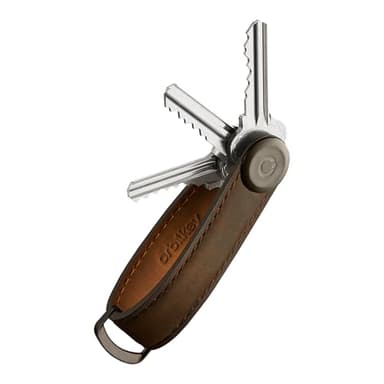Orbitkey Crazy Horse Leather Key Organizer | Holds up to 7 Keys, Oak Brown