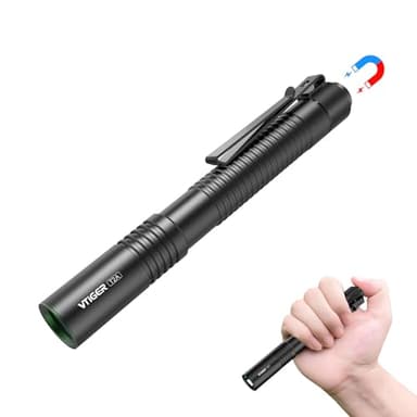 VTIGER T2A Compact EDC Flashlight,1500 High Lumens AA Rechargeable LED Flashlight, Super Bright Small Tactical Tail Switch Pocket Flash Light with Magnet for Camping,Hiking,Outdoor,Home,Emergency
