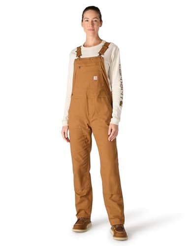 Carhartt Women's Rugged Flex® Loose Fit Canvas Bib Overall, Carhartt Brown, Small