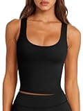 LASLULU Womens Black Longline Sports Bras Workout Yoga Gym Athletic Bra Tops Clothes Shirts Compression Padded Crop Tank Tops (Black, Small)