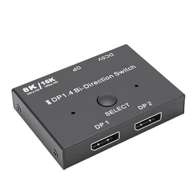 Zopsc DisplayPort 1.4 Switcher, Bi Directional 2 in 1 Out 16K 8K 4K 240Hz 32Gbps Splitter Converter with HDR10 VRR ALLM, for Gaming PC Monitor Projector