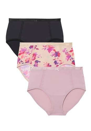 Catherines Plus Size Full Coverage Microfiber Panty 3-Pack - 14, Watercolor Floral Pack