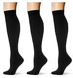 Saniripple (3 pairs) Compression Socks 20-30 mmHg Long Socks for Women and Men Knee High Socks for Women 3 Black S/M