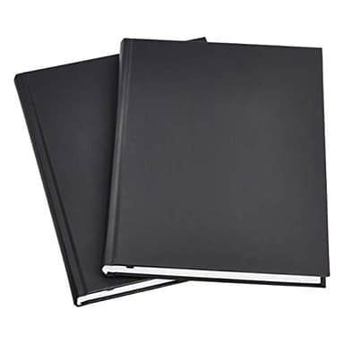 Amazon Basics Professional Hardcover Writing Journal for Journaling and Note Taking, Sturdy, Perforated Pages, 10.5 x 7.5 inches, Black, 2-Pack
