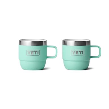 YETI Rambler 6 oz Stackable Mug, Stainless Steel, Vacuum Insulated Espresso/Coffee Mug, 2 Pack, Seafoam