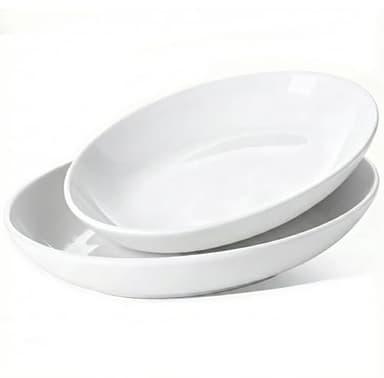 Gacoree Oval Serving Platters Set of 2 (14" & 12"), Large Wide Ceramic Serving Dishes for Entertaining, Turkey, Fish, Salad, Oven Safe White Porcelain Serving Plates